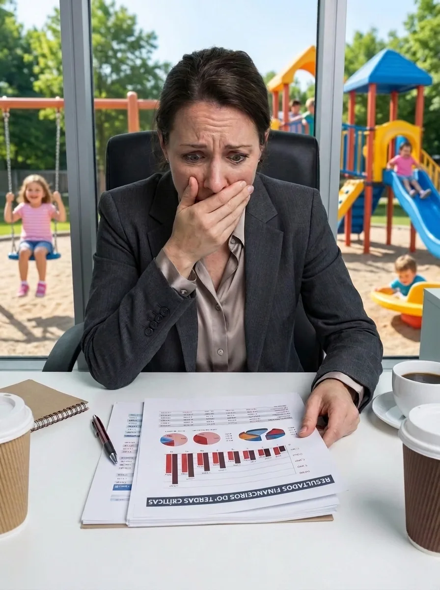 Dona de clínica revisando relatórios